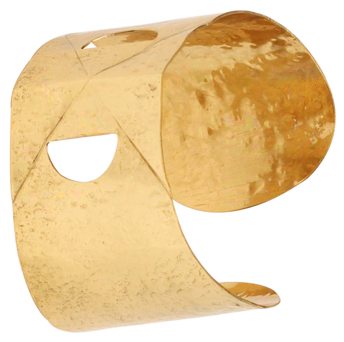 2.5” Brass Cuff Bracelet with Cut-Work & Hammered Effect - Golden Tone - Trendy Accessories / Jewelry / Gifts for Her - Buy in Bulk Wholesale